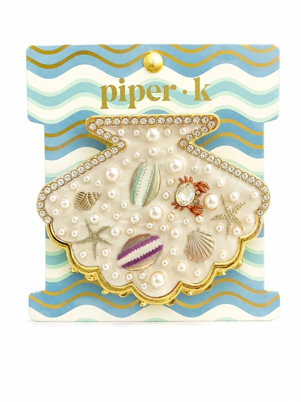 NWT Piper·k Pearl & Shell Clam Shell Hair Clip